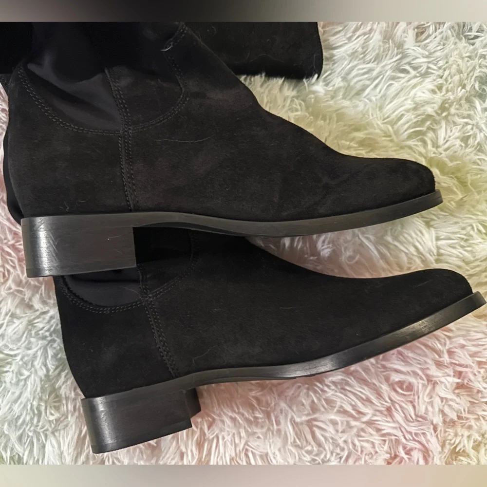 New La CANADIENNE Catey Black Suede Over the Knee Boots Size 7